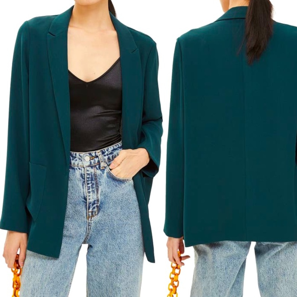 Topshop Chuck On Blazer- forest green from Nordstrom